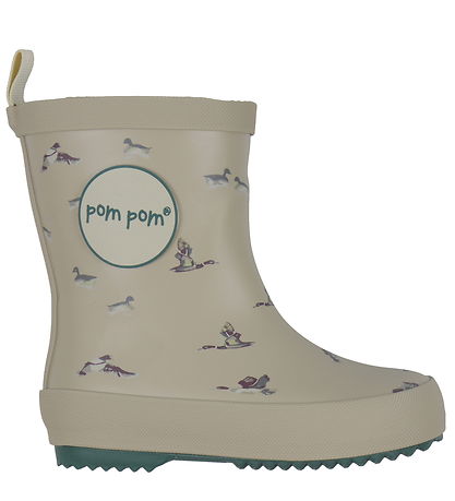 Pom Pom Rubber Boots - Duck/Emerald Green