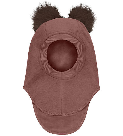 Huttelihut Balaclava - Wool - 2-layer - Withered Rose w. Pom-Pom