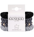 Kknekki Elastic Hair Bands - 4-Pack - Velvet - Gray/Black