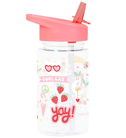 A Little Lovely Company Vatnsflaska M. sogrör - 450 ml - Fun