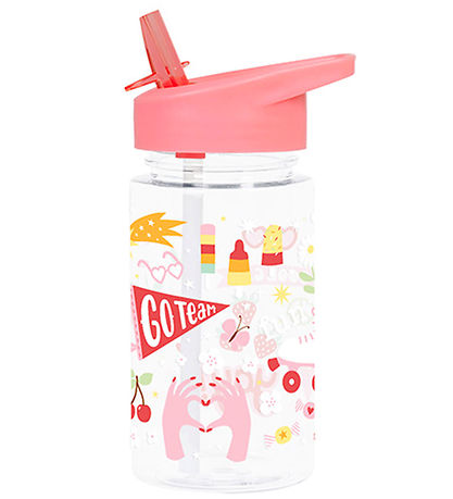 A Little Lovely Company Vatnsflaska M. sogrör - 450 ml - Fun