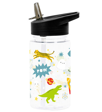 A Little Lovely Company Vatnsflaska M. sogrör - 450 ml - Galaxy