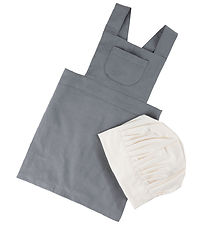 Sebra Schürze m. Kochmütze - Elephant Grey/Classic+ White