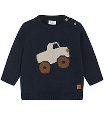 Hust and Claire Blouse - Gebreid - Pilou - Navy m. Monstertruck