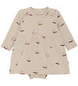 Minymo Bodysuit w. Skirt l/s - Sweat - Beige Melange