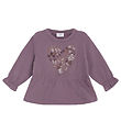 Hust and Claire Sweatshirt - Sara - Dark Plum m. Blumen