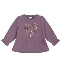 Hust and Claire Sweatshirt - Sara - Dark Plum w. Flowers