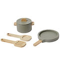 Flexa Play Keukenset - Pot en pan - Groenachtig/natuurlijk hout