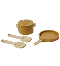 Flexa Play Küchenset - Topf und Pfanne - Mustard/Naturholz