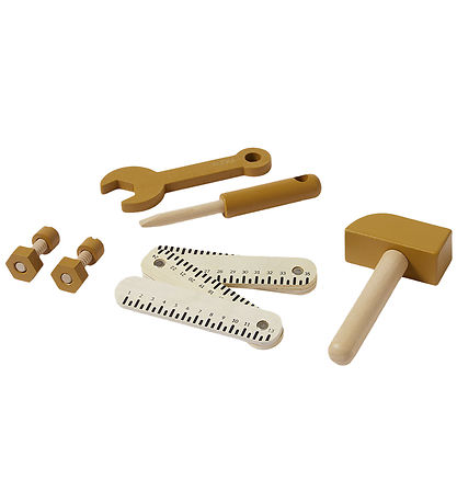 Flexa Play Tool Kit - 8 pcs - Mustard/Naturalwood