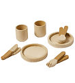 Flexa Play Service - 10 pcs - Mustard/Naturalwood