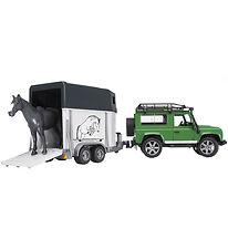Bruder Car - Land Rover Defender w. Horse trailer - 02592