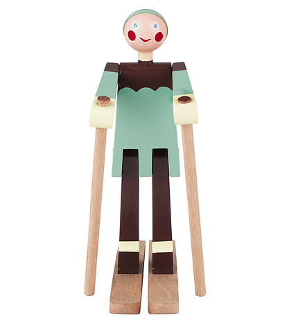 Kay Bojesen Träfigur - Skidåkare boj - Pojke 16 cm - Grön