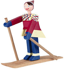Kay Bojesen Wooden figure - Skier Datti - Girl 15.5 cm - Blue/Mu