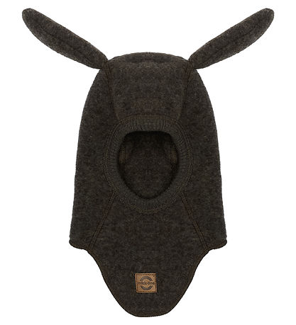 Mikk-Line Balaclava w. Ear - Wool - Single Layer - Dark Brown Me