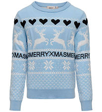 Kids Only Bluse - Strick - KogMerry Xmas - Kaschmir Blue/Merry X