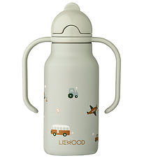 Liewood Water Bottle - Kimmie - 250 mL - Vehicles/Dove Blue