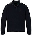 Tommy Hilfiger Blouse - Knitted - Half Zip - Desert Sky