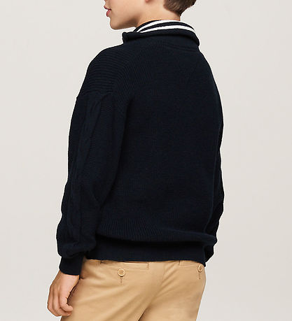 Tommy Hilfiger Blouse - Knitted - Half Zip - Desert Sky