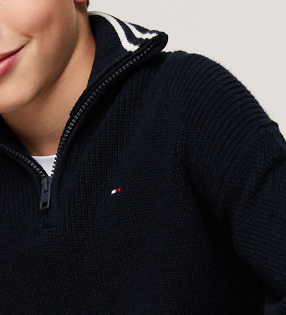 Tommy Hilfiger Blouse - Knitted - Half Zip - Desert Sky
