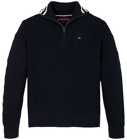 Tommy Hilfiger Blouse - Knitted - Half Zip - Desert Sky