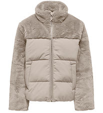 Kids Only Puffer Jacket - KogWanja - Moonbeam w. Faux Fur