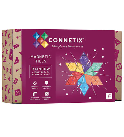 Connetix Magnet Set - 30 Parts - Rainbow Geometry Pack