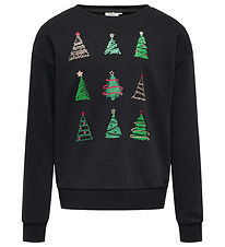 Kids Only Sweatshirt - KogYda - Weihnachten Life - Black/Weihnac
