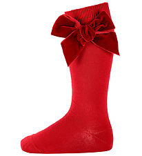 Condor Knee-High Socks w. Bow - Red Velvet
