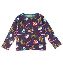 Småfolk Blouse - Loganberry w. Christmas Decorations
