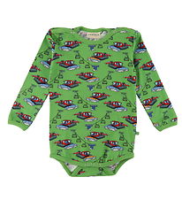 Småfolk Bodysuit L/æ - Moss Green w. Piste machine
