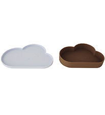 OYOY Dinner Set - Silicone- 2 Parts - Chloe - Ice Blue/Choco