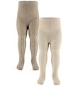 Minymo Tights - 2-Pack - Rib - Noos - Silver Mink Melange