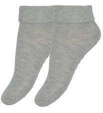 Chaussettes Minymo - Rib - 2 Pack - Antidérapant - Light Grey Me