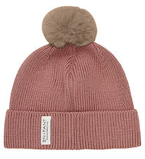 En Fant Beanie - Wool/Acrylic - Burlwood w. Faux Fur Pom Pom