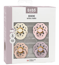 BIBS Bohemia Pacifiers - Size 1 - 4-Pack - Round - Ivory/Blush/B