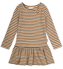 Petit Piao Kjole - Rib - Modal - Chocolate Brown/Golden Sun/Dark