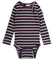 Petit Piao Bodysuit L/æ - Rib - Modal - Dark Cherry Multi Stripe