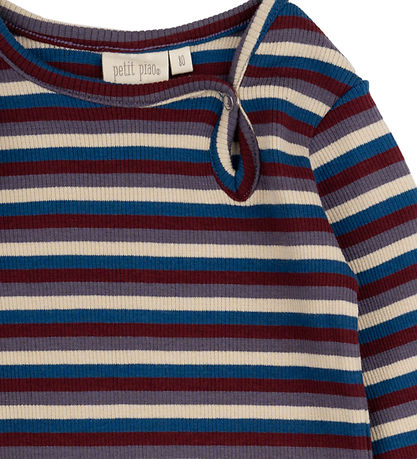 Petit Piao Bodysuit L/æ - Rib - Modal - Dark Cherry Multi Stripe