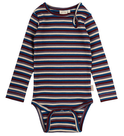 Petit Piao Bodysuit L/æ - Rib - Modal - Dark Cherry Multi Stripe