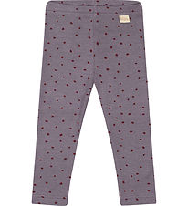 Petit Piao Leggings - Rib - Modal - Dusty Violett Dot