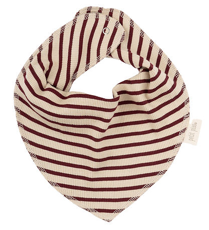 Petit Piao Teething Bib - Rib - Modal - Dark Cherry/Dark Off Whi