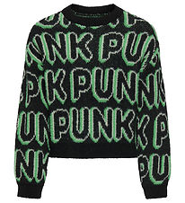 Kids Only Bluse - Strick - KogPunk - Black/Green Bee/Laurel Gree
