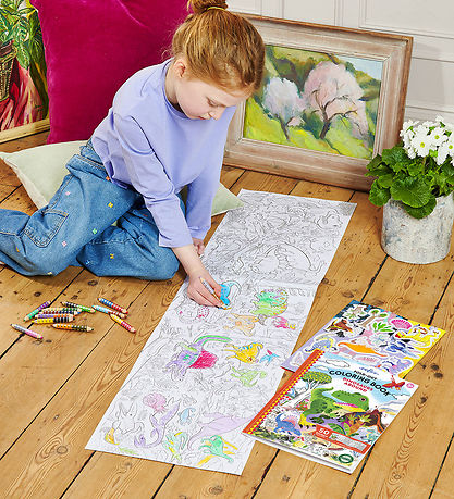 Eeboo Fold Out Colouring Book w. Stickers - Dinosaurs