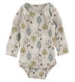 Katvig Bodysuit L/æ - Beige w. Leaves