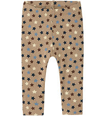 Name It Leggings - Rib - NbmRicco - Weathered Teak m. Sternen