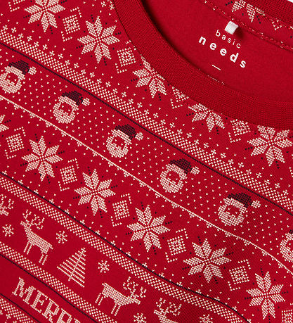 Name It Pyjama Set - NknVismas - Jester Red/Merry Christmas