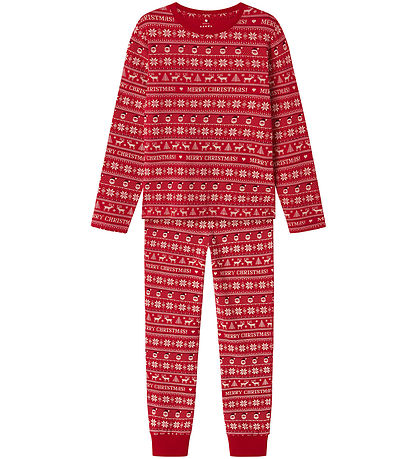 Name It Pyjama Set - NknVismas - Jester Red/Merry Christmas