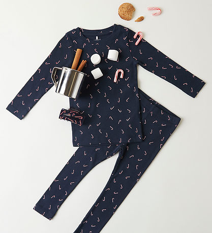 Name It Leggings - Rib - NmnDab - Dark Sapphire w. Christmas sti