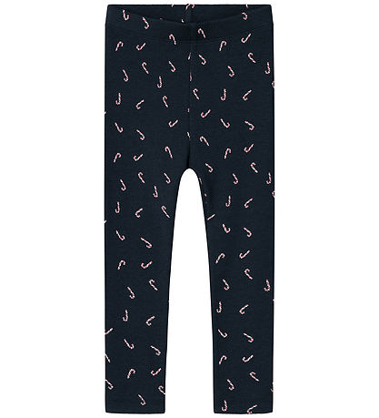 Name It Leggings - Rib - NmnDab - Dark Sapphire w. Christmas sti